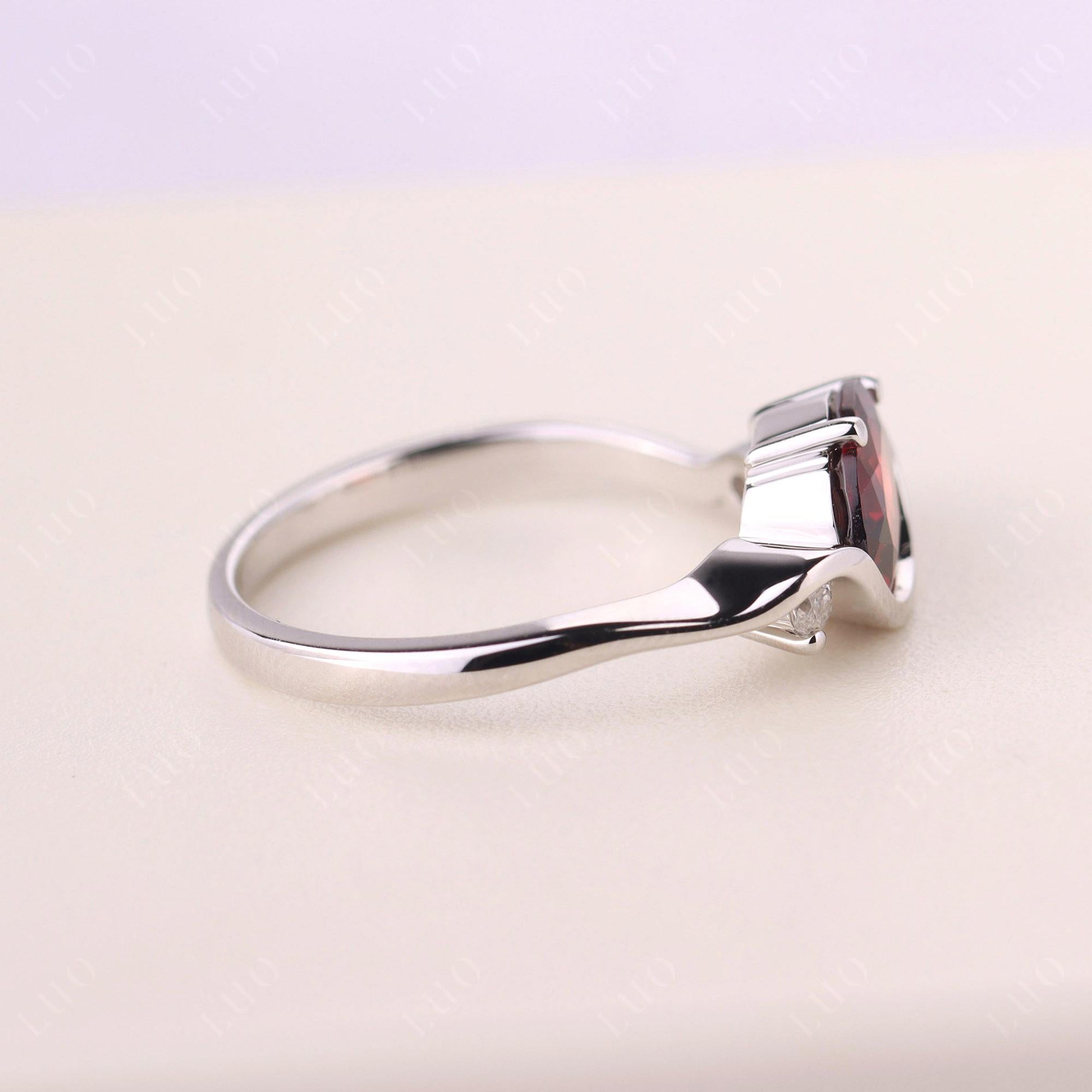 Wave Oval Garnet Engagement Ring - LUO Jewelry