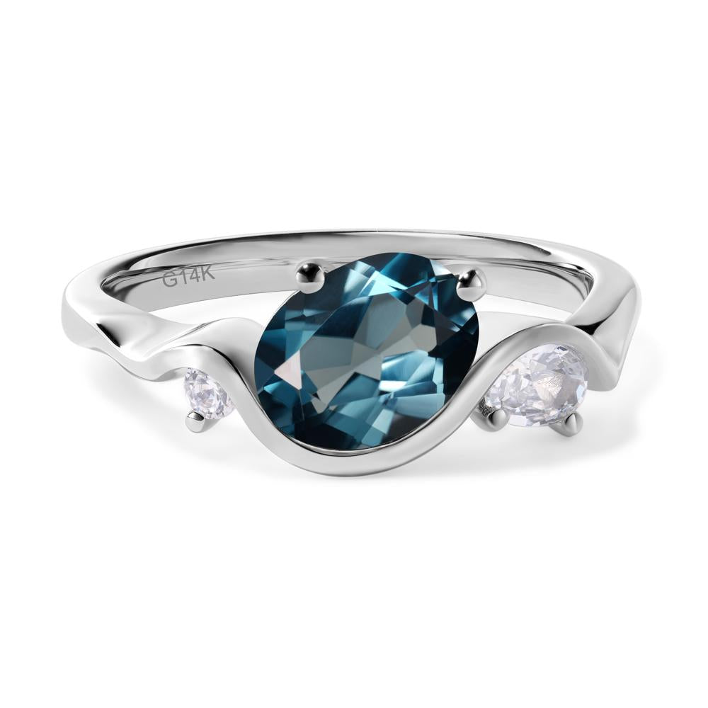 Wave Oval London Blue Topaz Engagement Ring - LUO Jewelry #metal_14k white gold