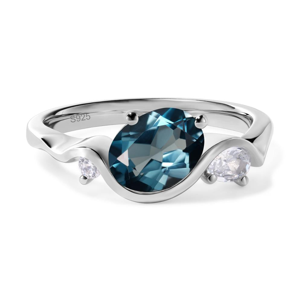 Wave Oval London Blue Topaz Engagement Ring - LUO Jewelry #metal_sterling silver