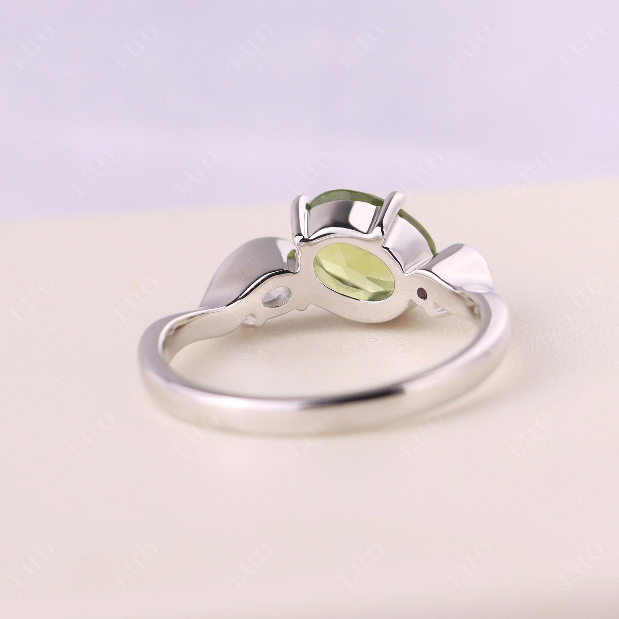 Wave Oval Peridot Engagement Ring - LUO Jewelry