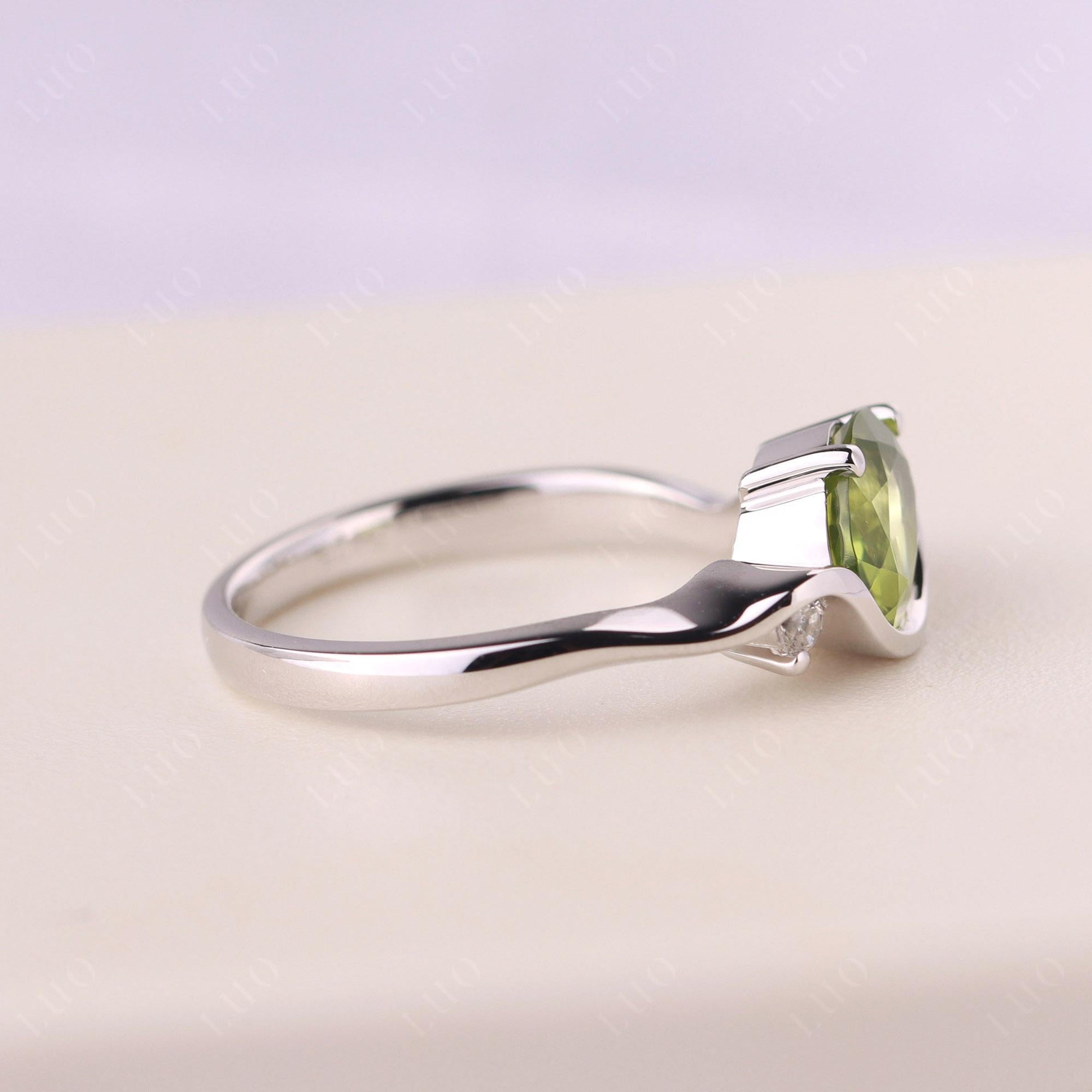 Wave Oval Peridot Engagement Ring - LUO Jewelry
