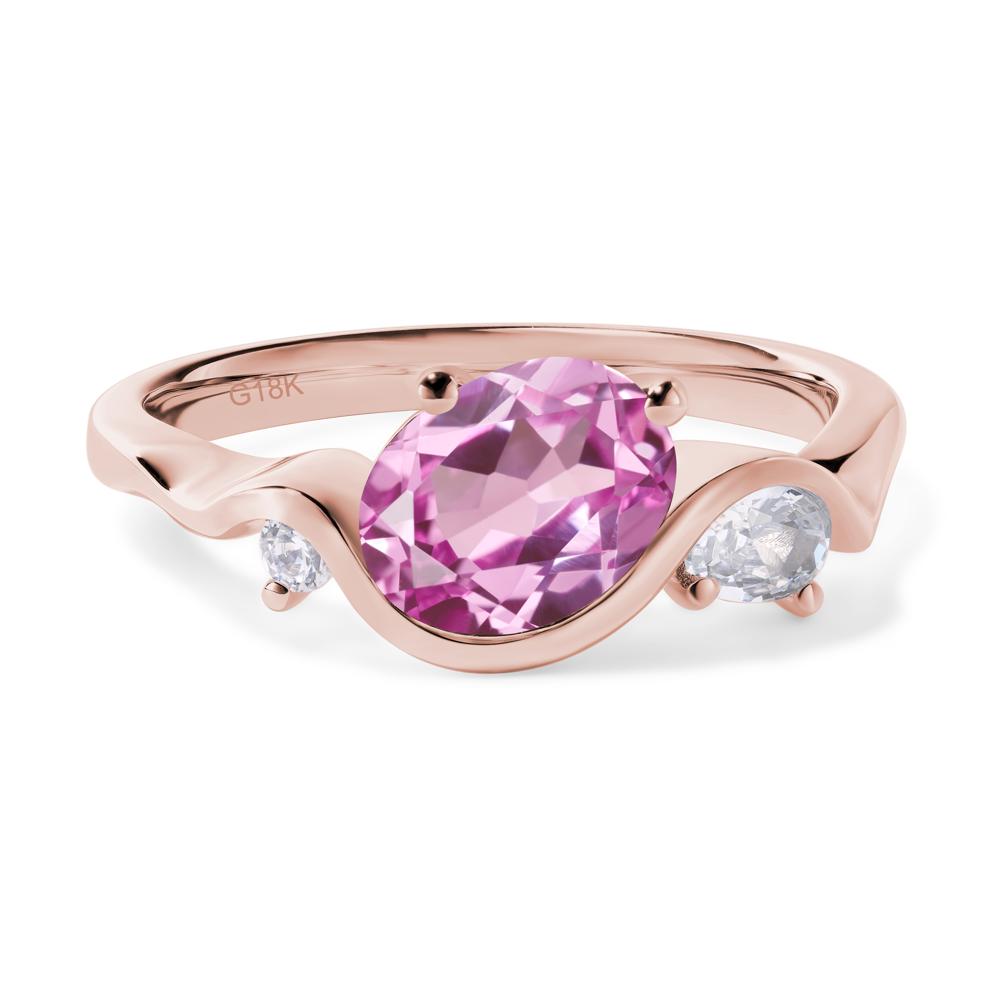 Wave Oval Lab Pink Sapphire Engagement Ring - LUO Jewelry #metal_18k rose gold
