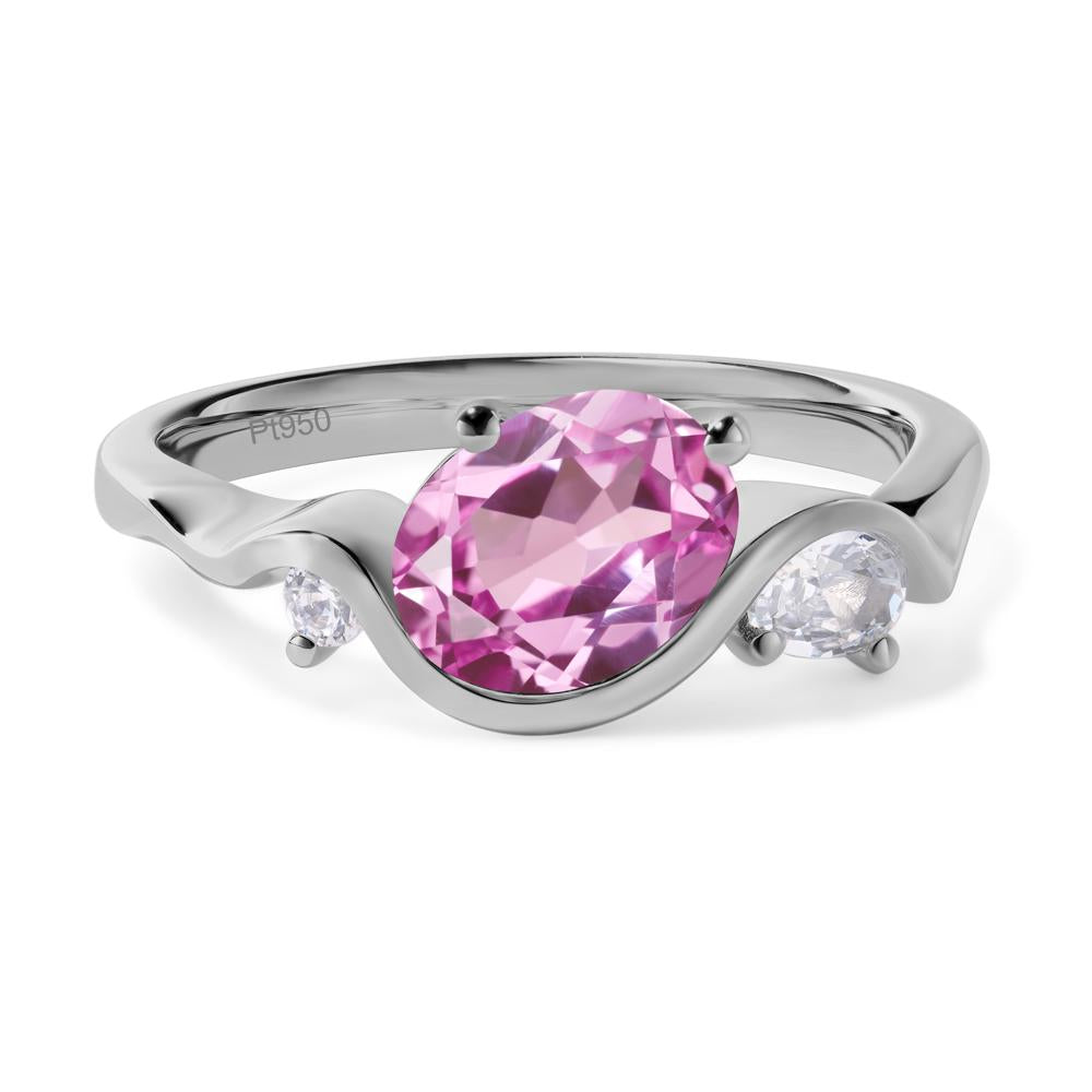 Wave Oval Lab Pink Sapphire Engagement Ring - LUO Jewelry #metal_platinum