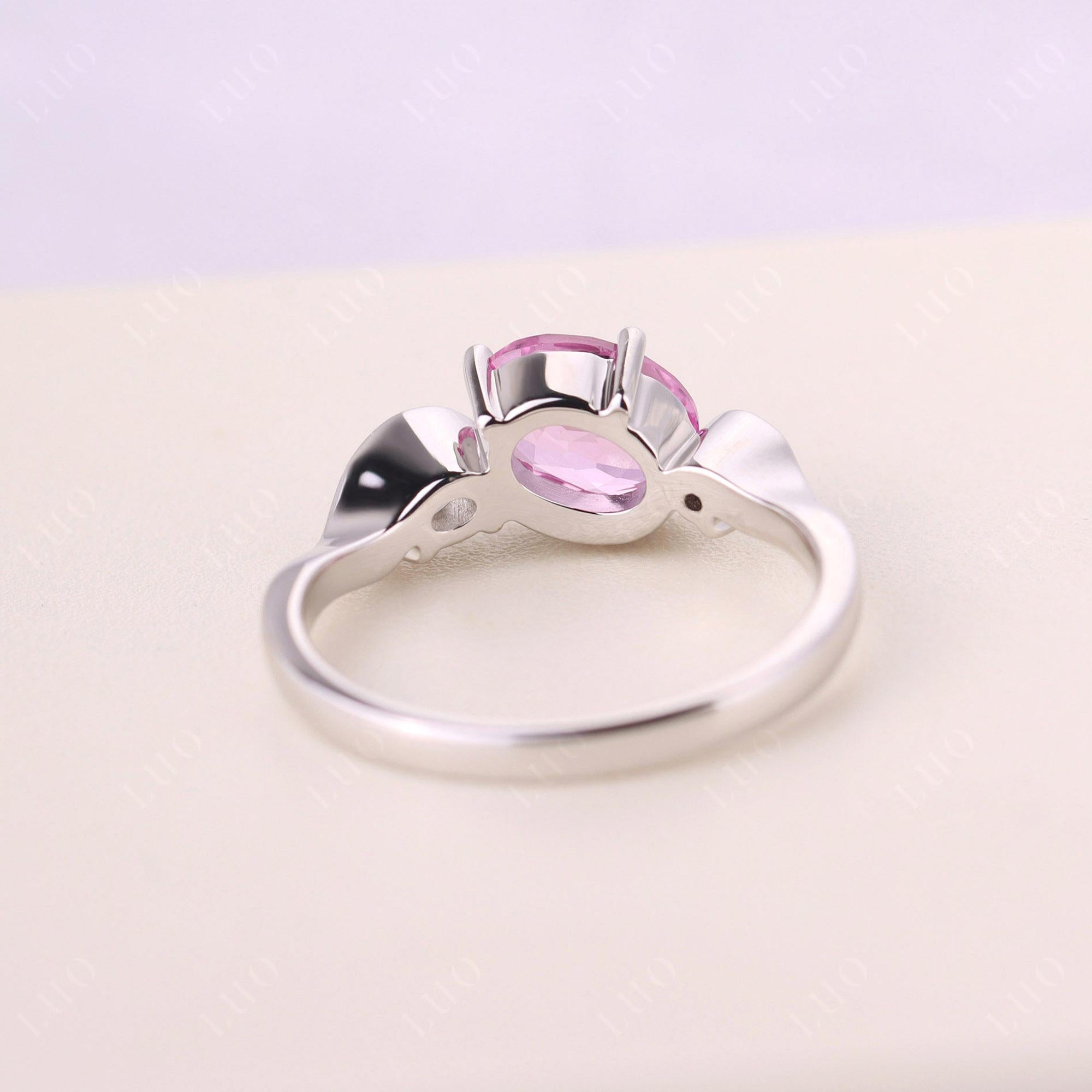 Wave Oval Lab Pink Sapphire Engagement Ring - LUO Jewelry