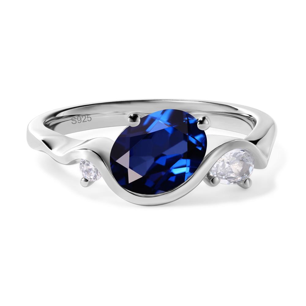 Wave Oval Lab Grown Sapphire Engagement Ring - LUO Jewelry #metal_sterling silver
