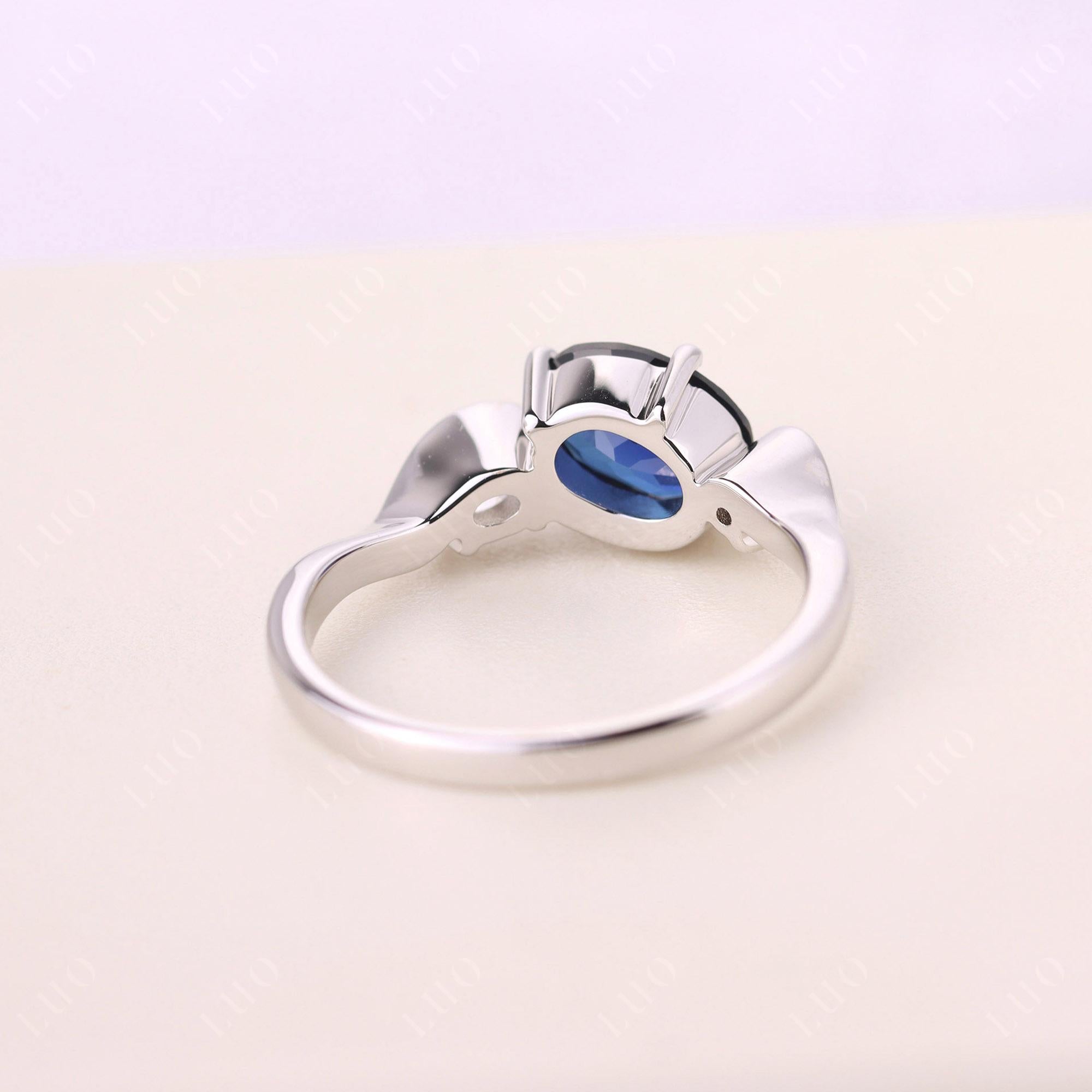 Wave Oval Lab Grown Sapphire Engagement Ring - LUO Jewelry