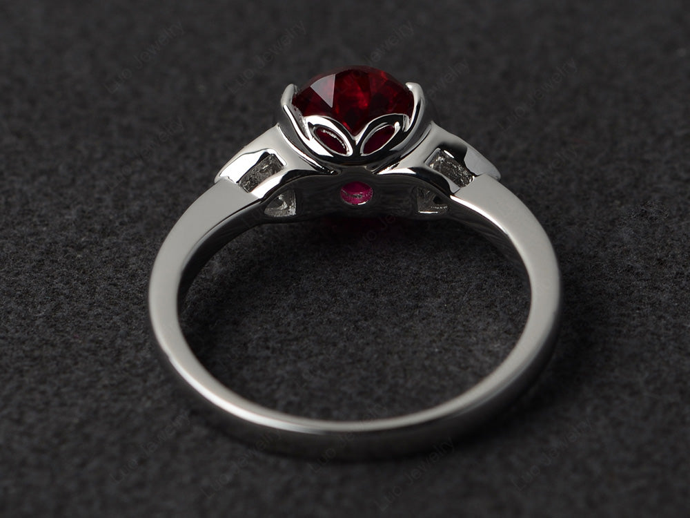 Vintage Ruby Oval Cut Engagement Ring - LUO Jewelry