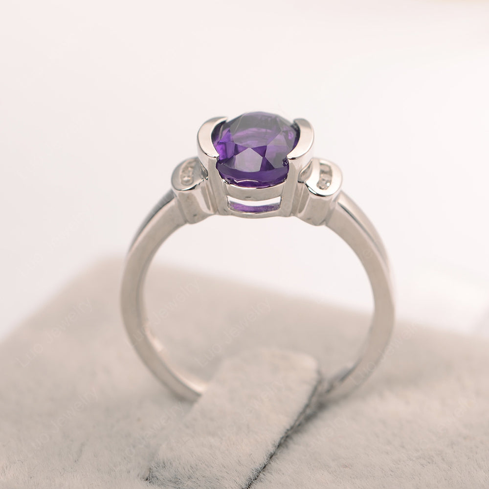 Oval Amethyst Engagement Ring Yellow Gold - LUO Jewelry