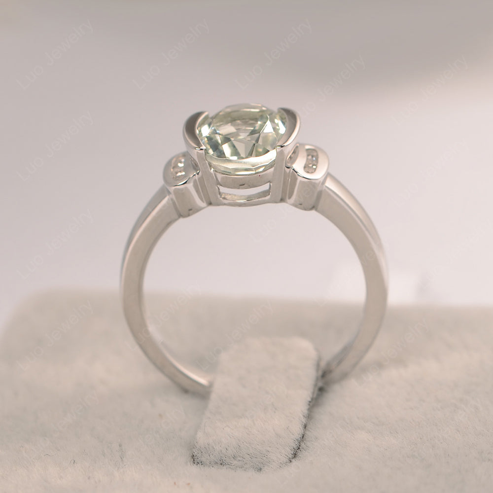 Oval Green Amethyst Engagement Ring Yellow Gold - LUO Jewelry