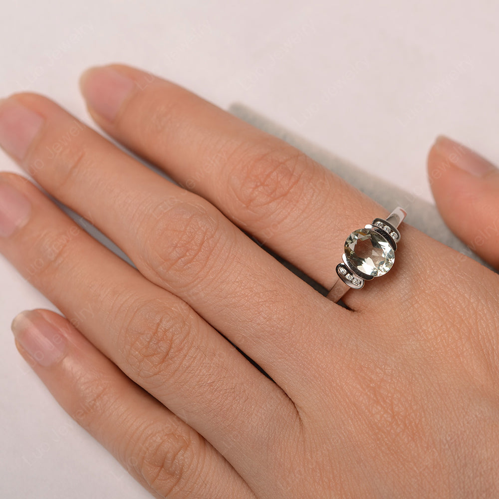 Oval Green Amethyst Engagement Ring Yellow Gold - LUO Jewelry