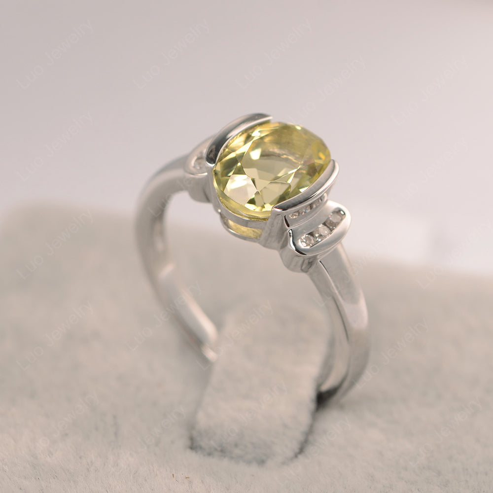 Oval Lemon Quartz Engagement Ring Yellow Gold - LUO Jewelry