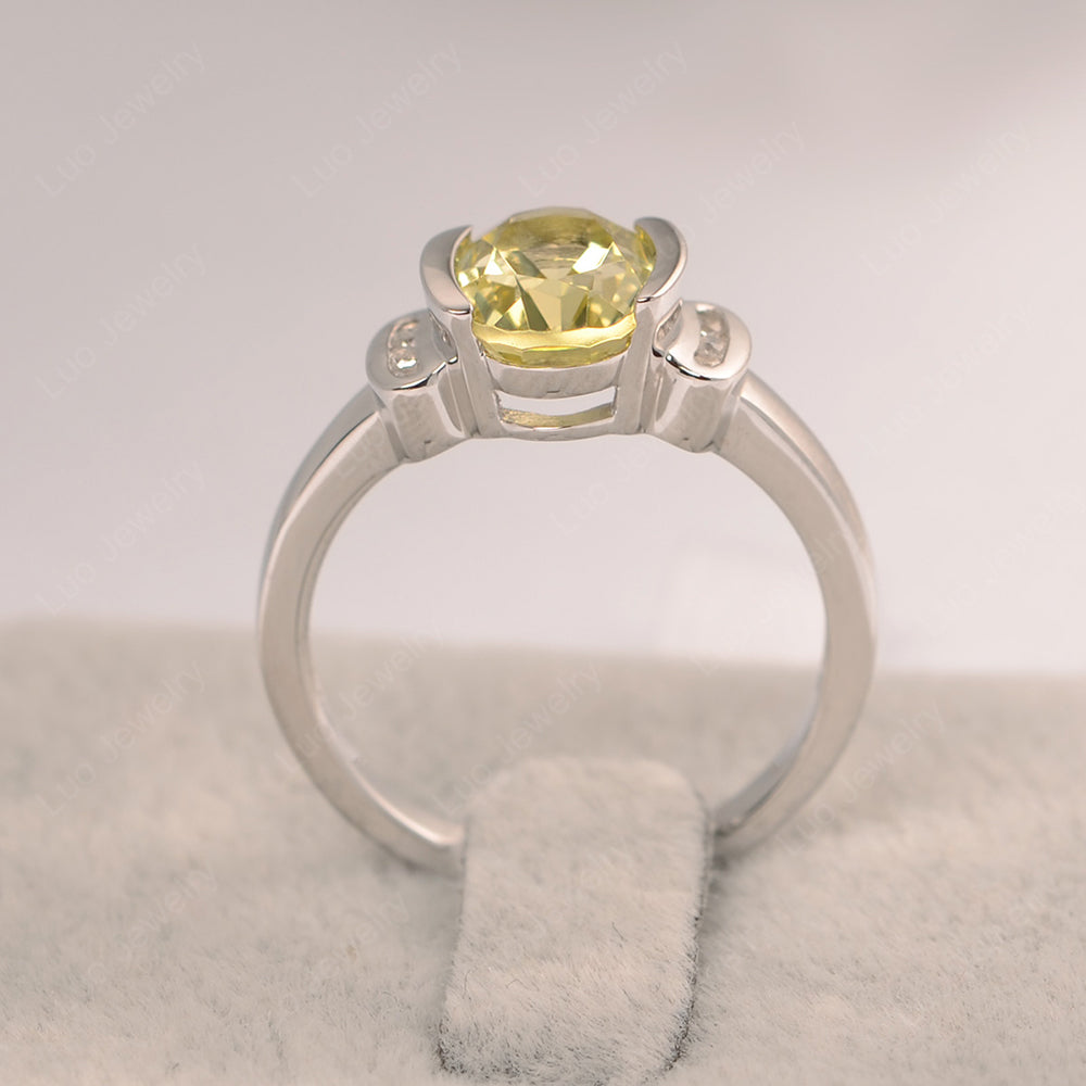 Oval Lemon Quartz Engagement Ring Yellow Gold - LUO Jewelry