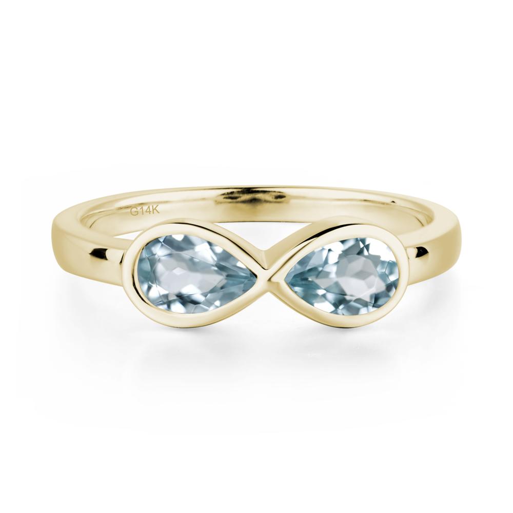 Pear Shaped 2 Stone Aquamarine Infinity Ring - LUO Jewelry #metal_14k yellow gold