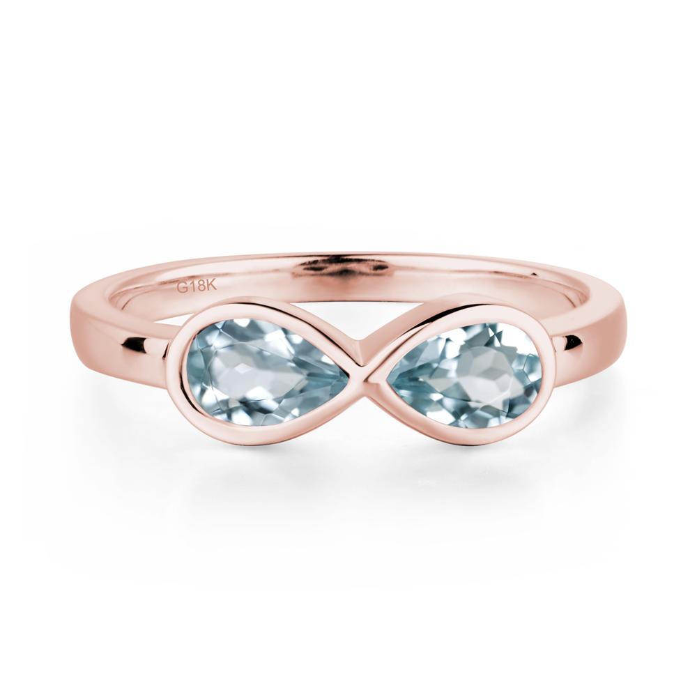 Pear Shaped 2 Stone Aquamarine Infinity Ring - LUO Jewelry #metal_18k rose gold