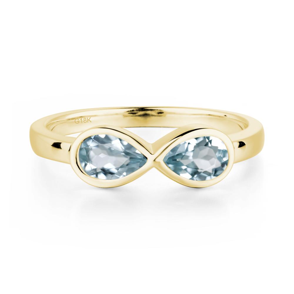 Pear Shaped 2 Stone Aquamarine Infinity Ring - LUO Jewelry #metal_18k yellow gold