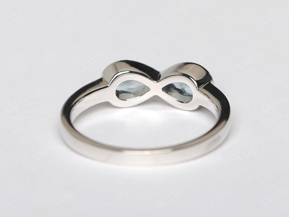Pear Shaped 2 Stone Aquamarine Infinity Ring - LUO Jewelry