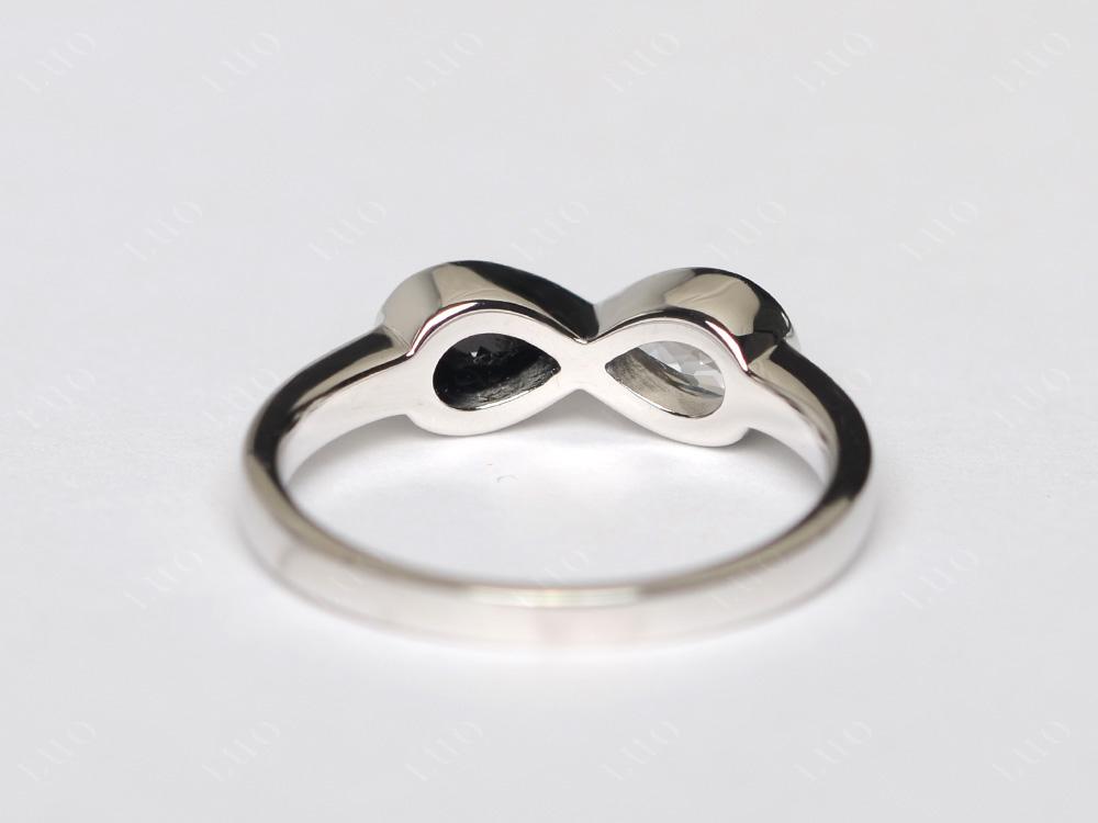 Pear Shaped 2 Stone Black Spinel and White Topaz Infinity Ring - LUO Jewelry