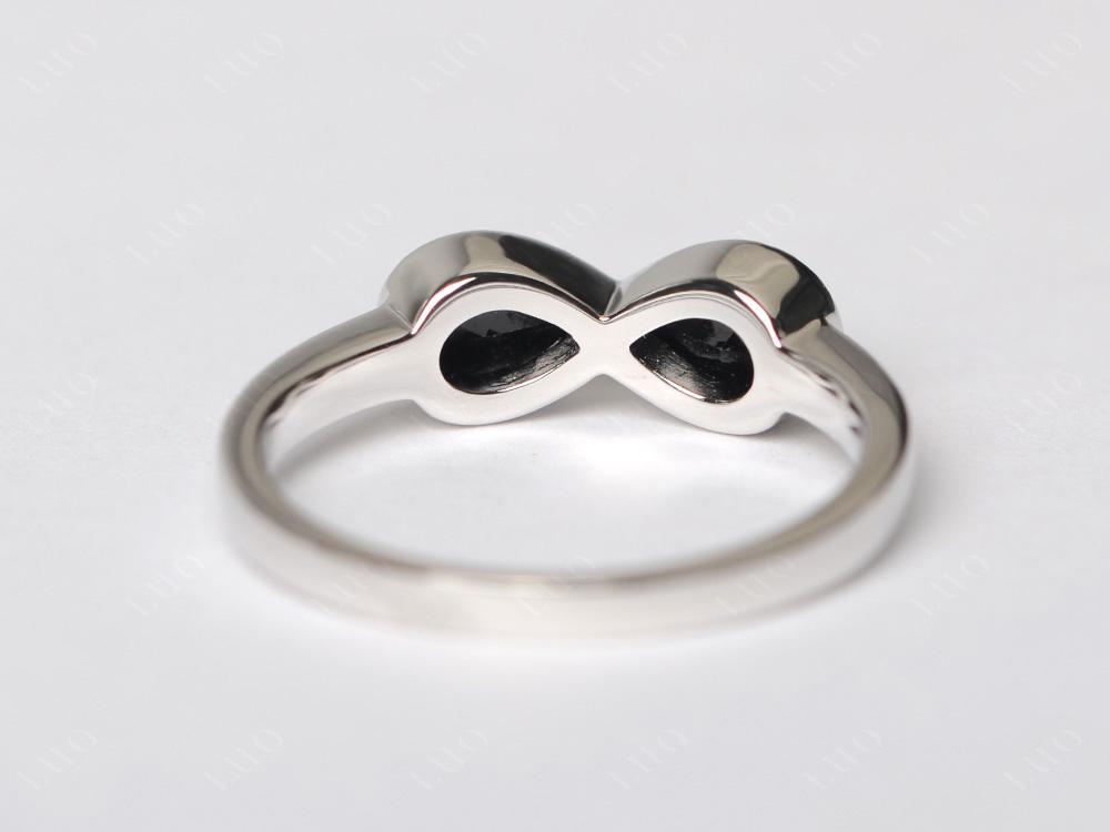 Pear Shaped 2 Stone Black Spinel Infinity Ring - LUO Jewelry