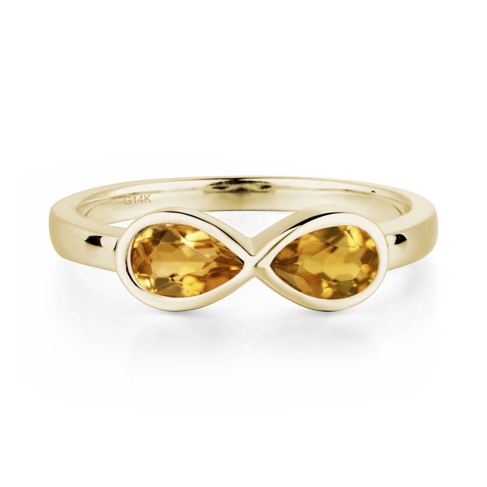 Pear Shaped 2 Stone Citrine Infinity Ring - LUO Jewelry #metal_14k yellow gold