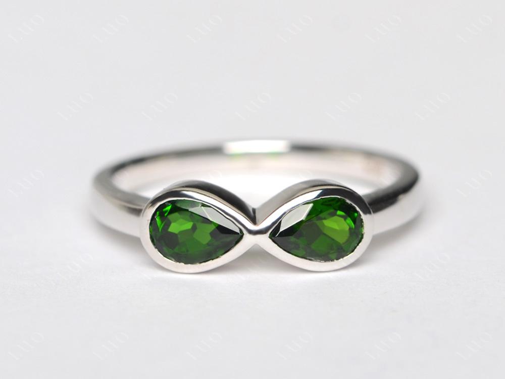 Pear Shaped 2 Stone Diopside Infinity Ring - LUO Jewelry