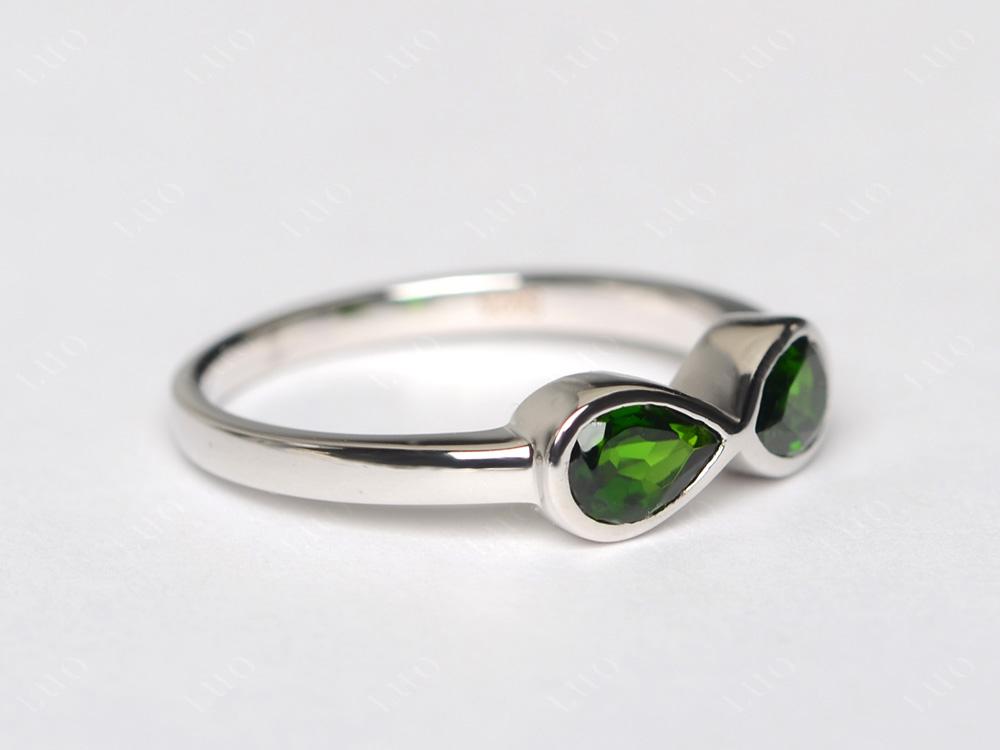 Pear Shaped 2 Stone Diopside Infinity Ring - LUO Jewelry