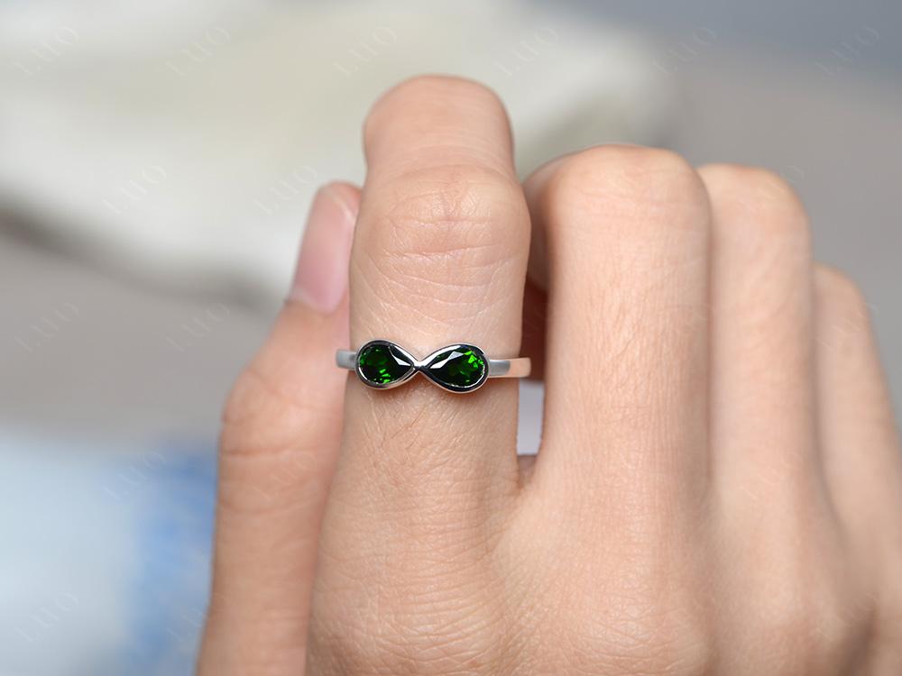 Pear Shaped 2 Stone Diopside Infinity Ring - LUO Jewelry