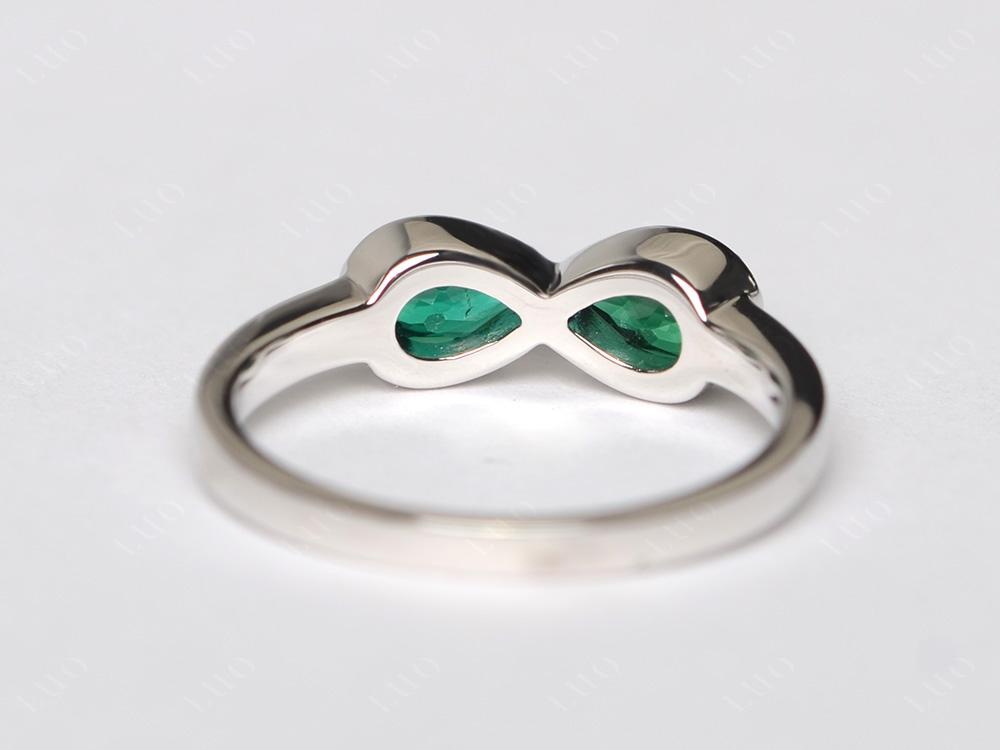 Pear Shaped 2 Stone Lab Created Emerald Infinity Ring - LUO Jewelry