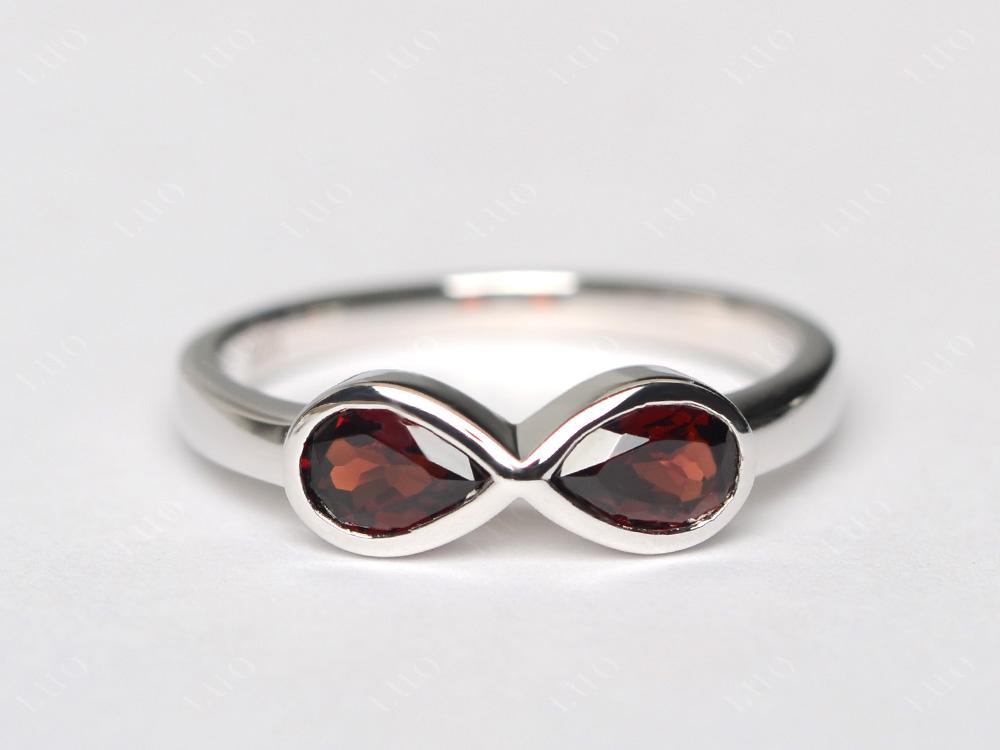 Pear Shaped 2 Stone Garnet Infinity Ring - LUO Jewelry