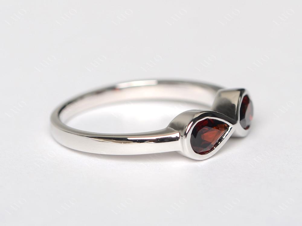 Pear Shaped 2 Stone Garnet Infinity Ring - LUO Jewelry