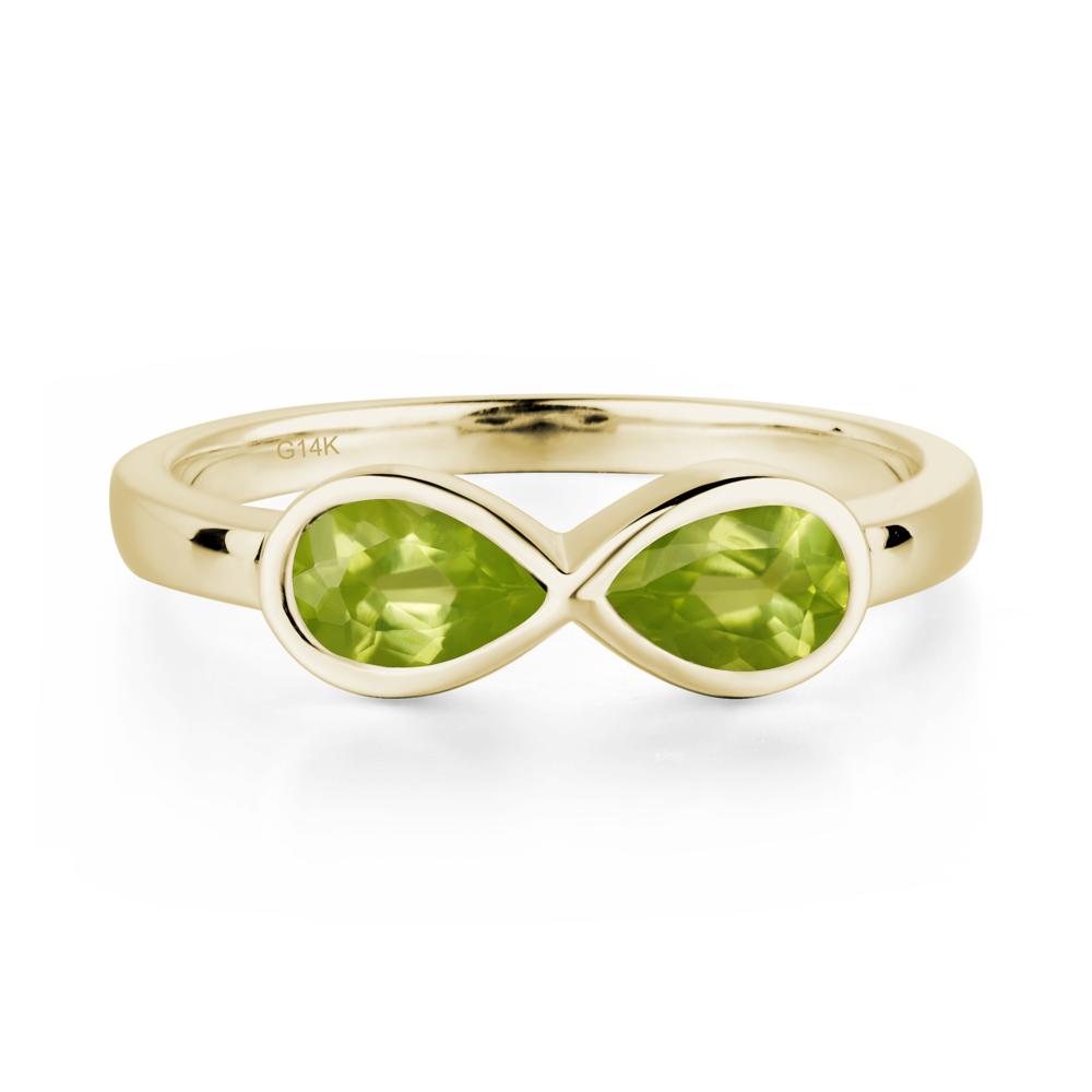 Pear Shaped 2 Stone Peridot Infinity Ring - LUO Jewelry #metal_14k yellow gold