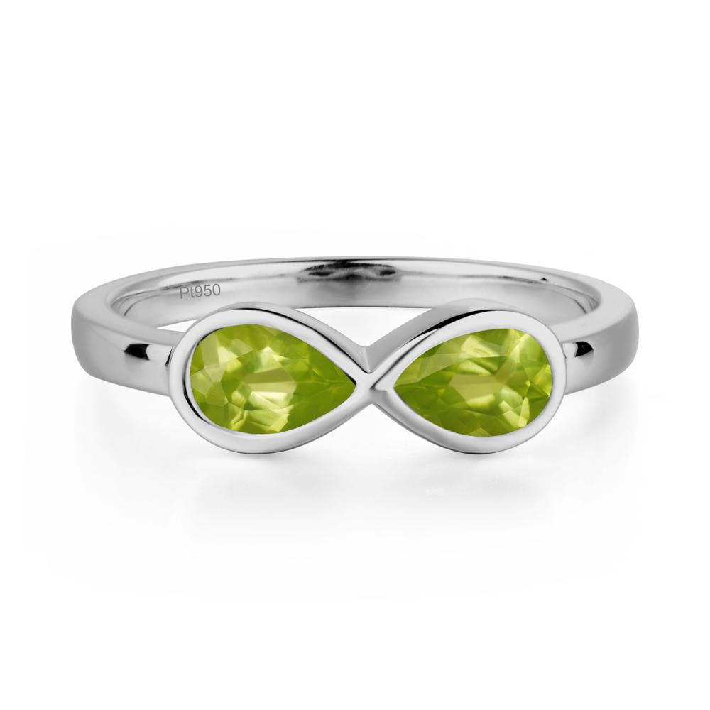 Pear Shaped 2 Stone Peridot Infinity Ring - LUO Jewelry #metal_platinum