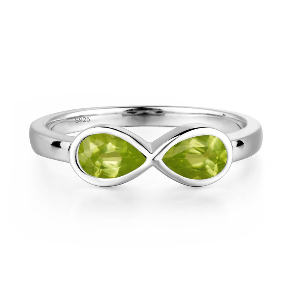 Pear Shaped 2 Stone Peridot Infinity Ring - LUO Jewelry #metal_sterling silver