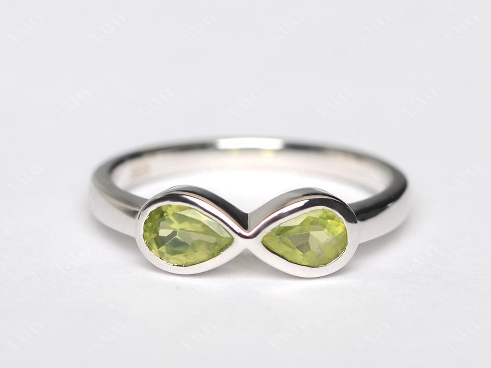Pear Shaped 2 Stone Peridot Infinity Ring - LUO Jewelry