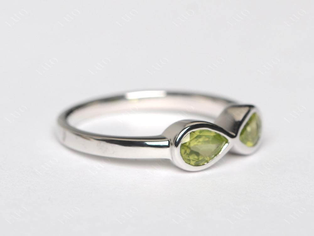 Pear Shaped 2 Stone Peridot Infinity Ring - LUO Jewelry