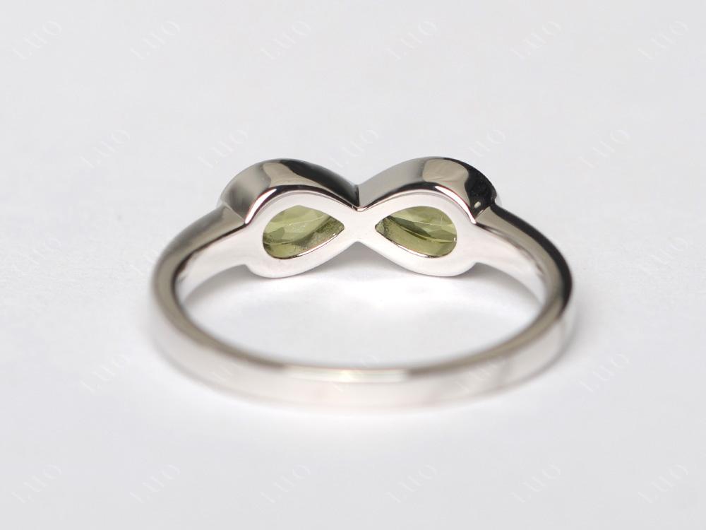 Pear Shaped 2 Stone Peridot Infinity Ring - LUO Jewelry