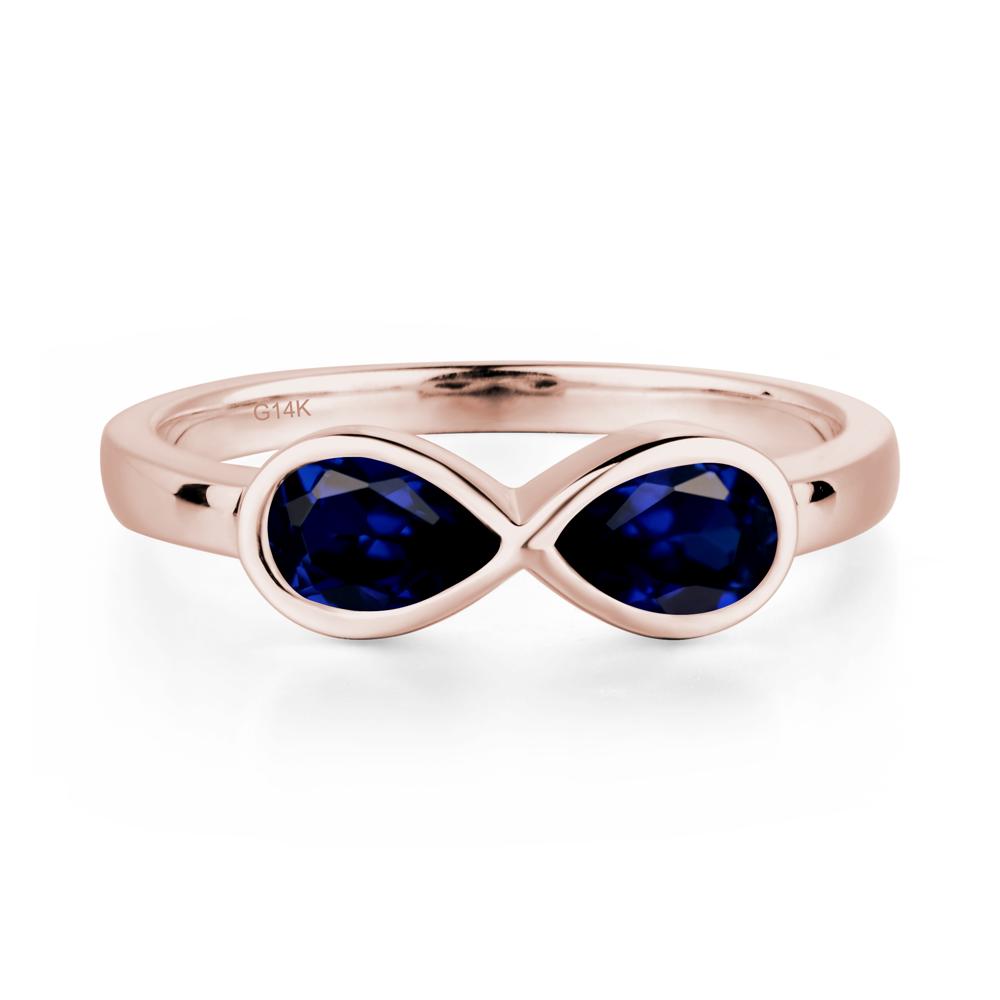 Pear Shaped 2 Stone Sapphire Infinity Ring - LUO Jewelry #metal_14k rose gold