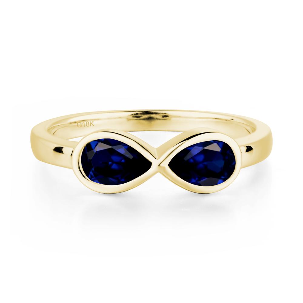 Pear Shaped 2 Stone Sapphire Infinity Ring - LUO Jewelry #metal_18k yellow gold