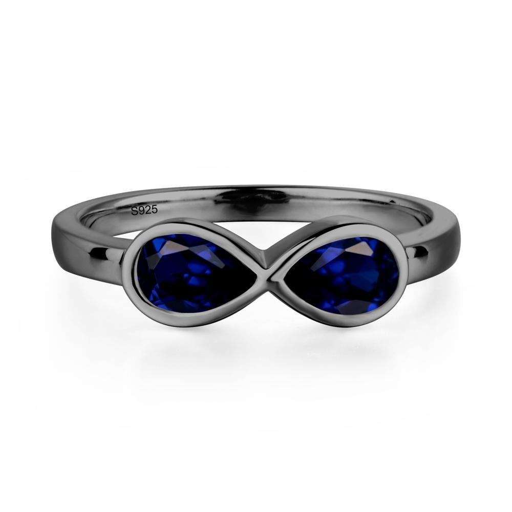 Pear Shaped 2 Stone Sapphire Infinity Ring - LUO Jewelry #metal_black finish sterling silver