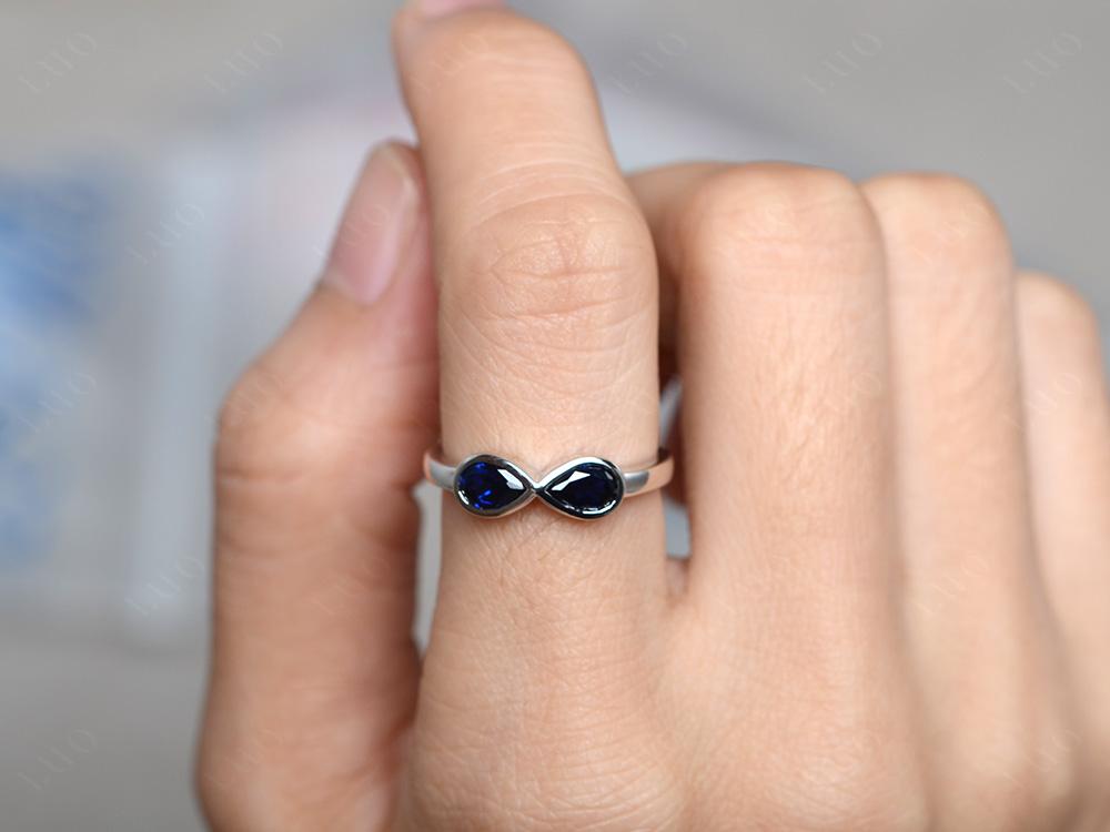 Pear Shaped 2 Stone Sapphire Infinity Ring - LUO Jewelry