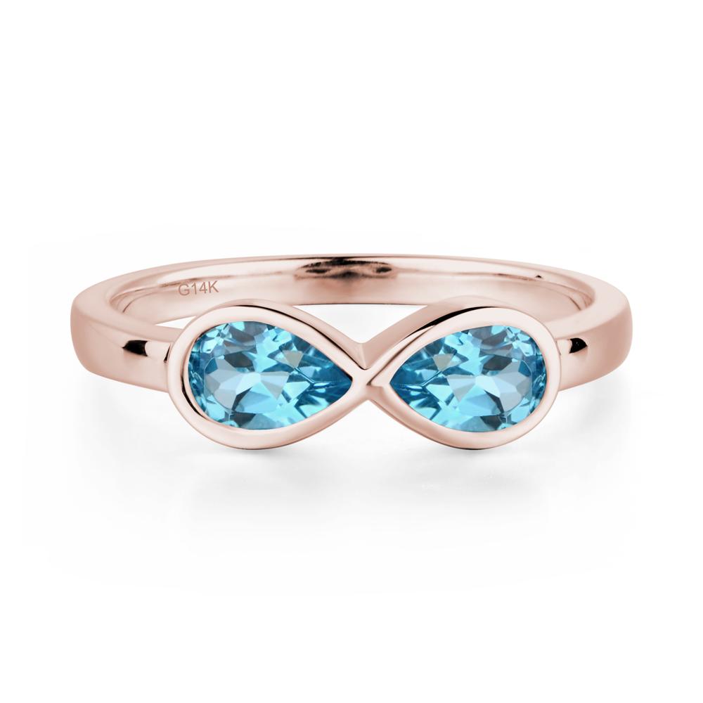 Pear Shaped 2 Stone Swiss Blue Topaz Infinity Ring - LUO Jewelry #metal_14k rose gold