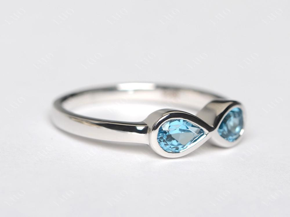 Pear Shaped 2 Stone Swiss Blue Topaz Infinity Ring - LUO Jewelry