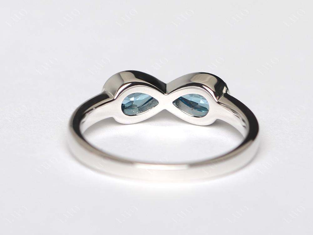 Pear Shaped 2 Stone Swiss Blue Topaz Infinity Ring - LUO Jewelry