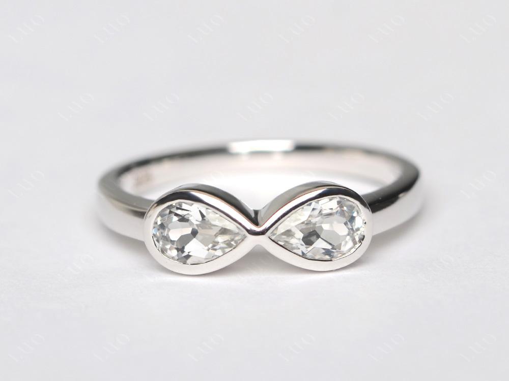 Pear Shaped 2 Stone White Topaz Infinity Ring - LUO Jewelry