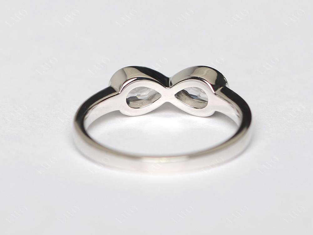 Pear Shaped 2 Stone White Topaz Infinity Ring - LUO Jewelry