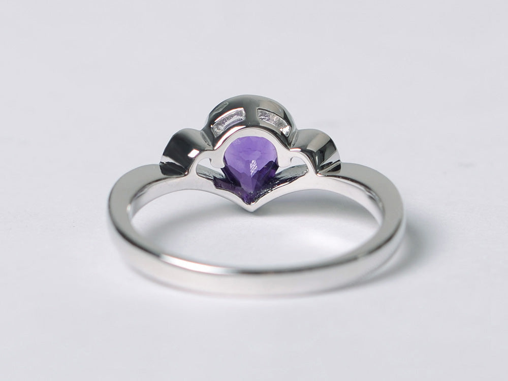 Dainty Pear Shaped Amethyst Engagement Ring - LUO Jewelry