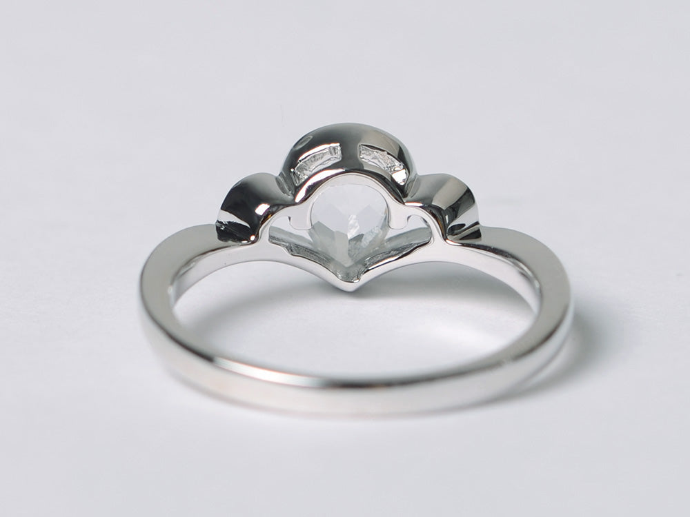 Dainty Pear Shaped White Topaz Engagement Ring - LUO Jewelry
