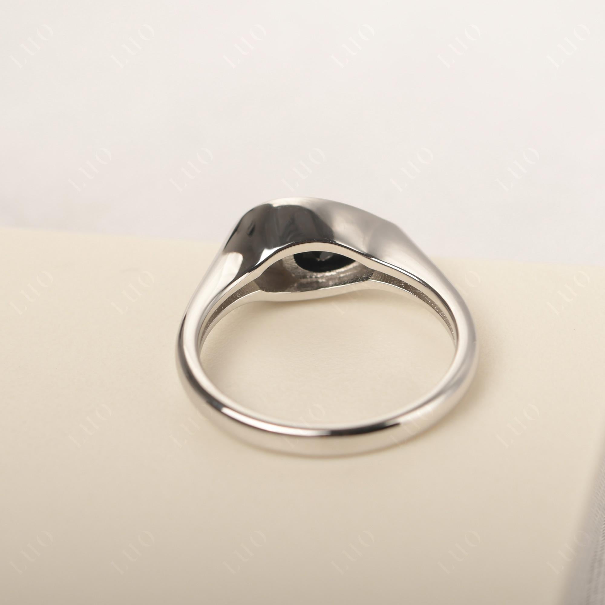 Black Stone East West Pear Engagement Ring - LUO Jewelry