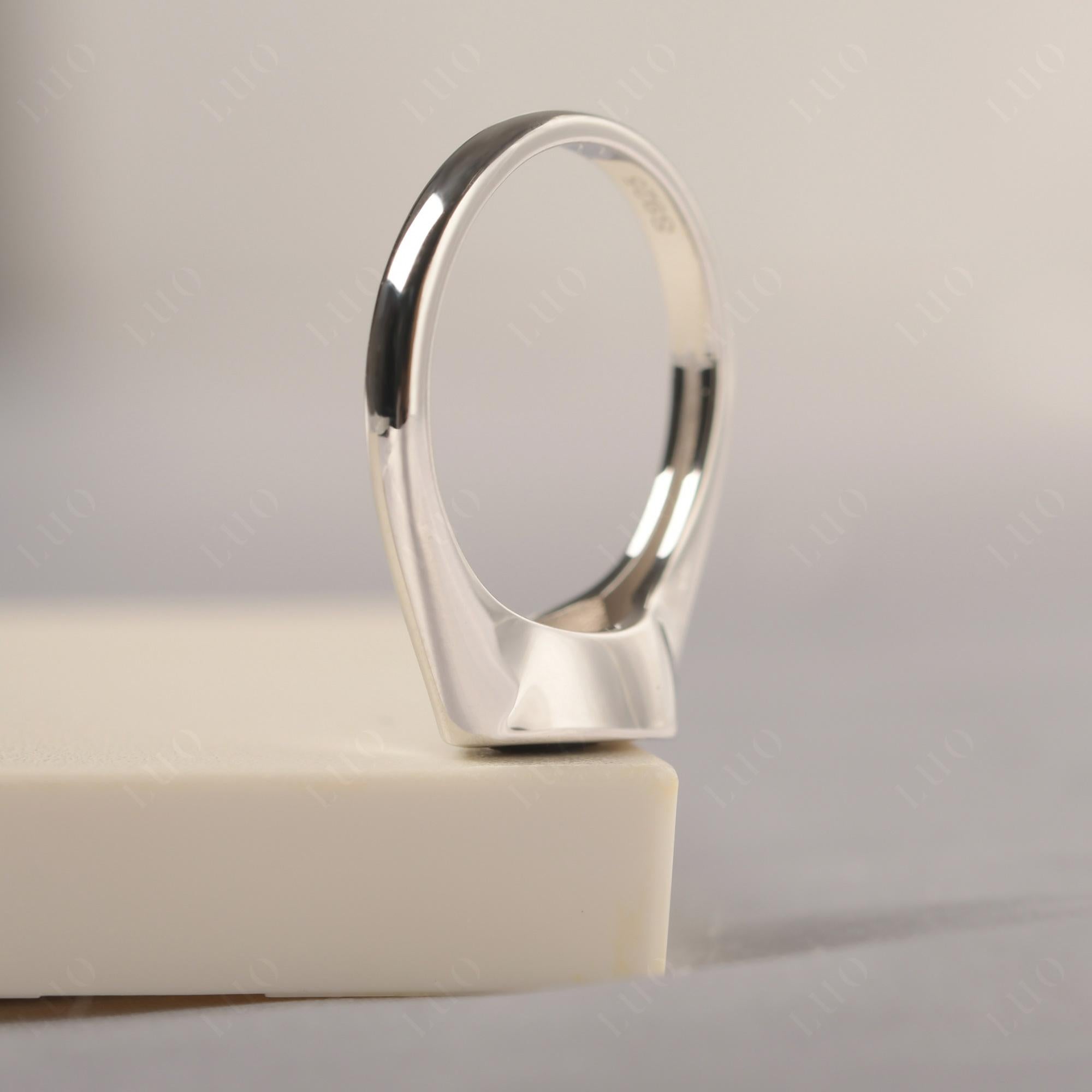 Black Stone East West Pear Engagement Ring - LUO Jewelry