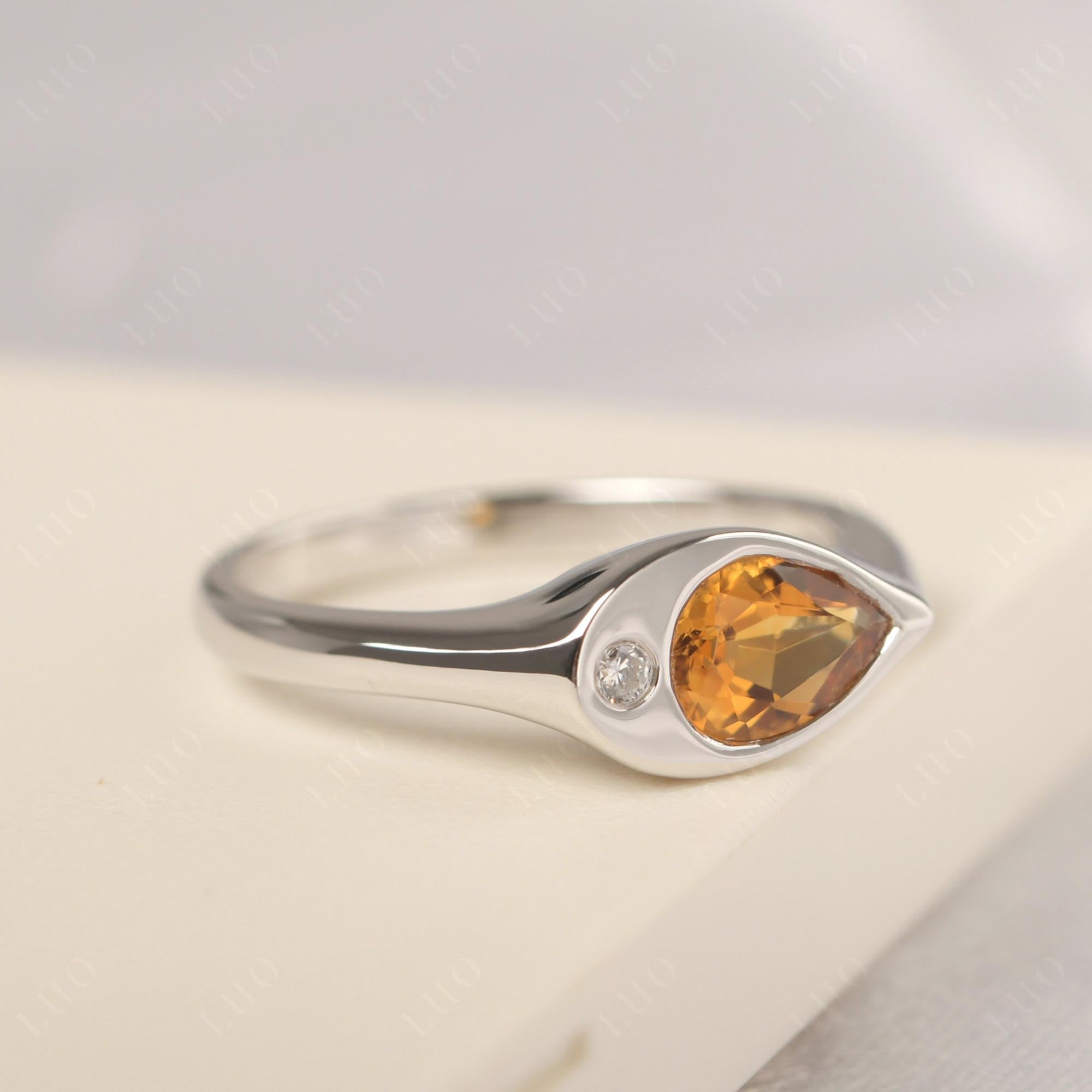 Citrine East West Pear Engagement Ring - LUO Jewelry