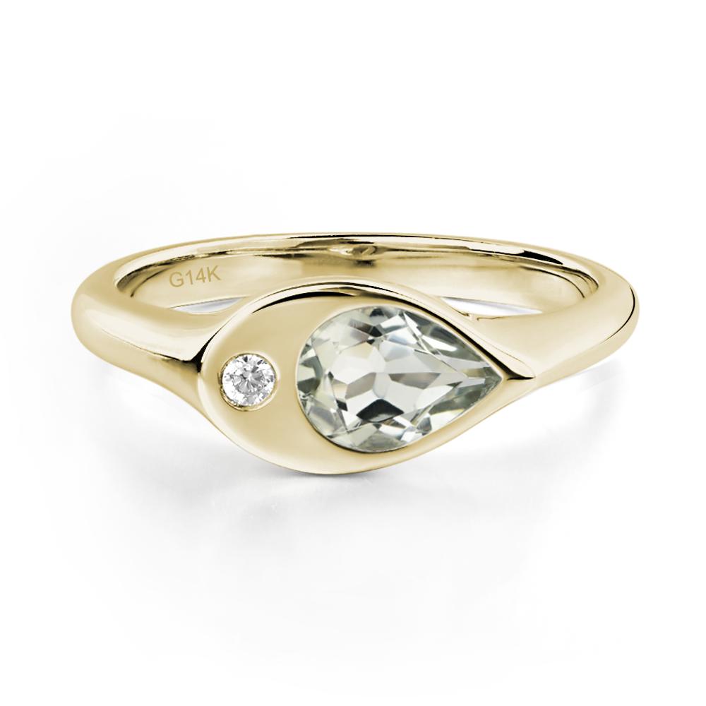 Green Amethyst East West Pear Engagement Ring - LUO Jewelry #metal_14k yellow gold